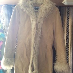 Embroiled suede coat